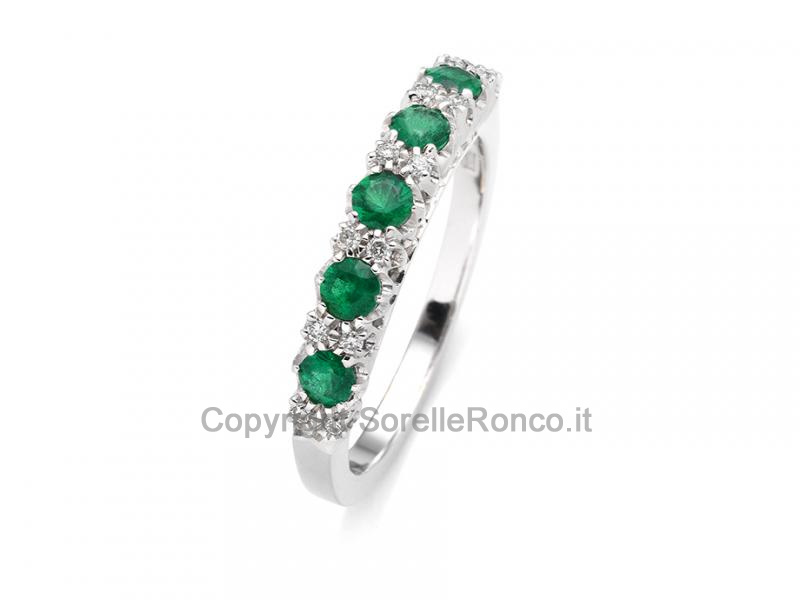 ANELLO CON DIAMANTI E SMERALDO 0.45 CT